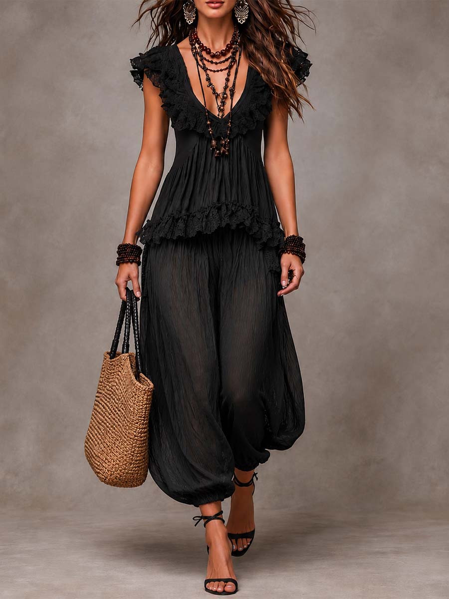 Sienna Bohemian V-Neck Set