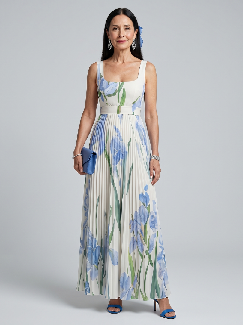 Ophelia | Square Neck Floral Midi Dress