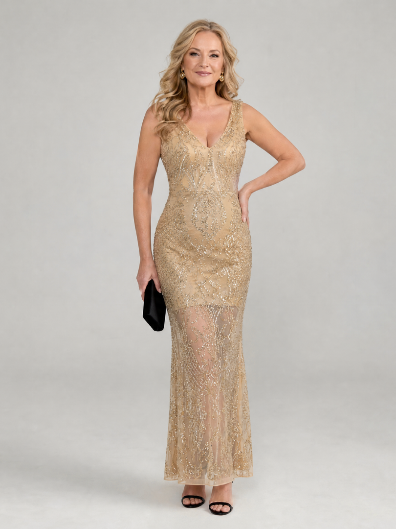 Sirea | Sequin Sheer Midi Dress