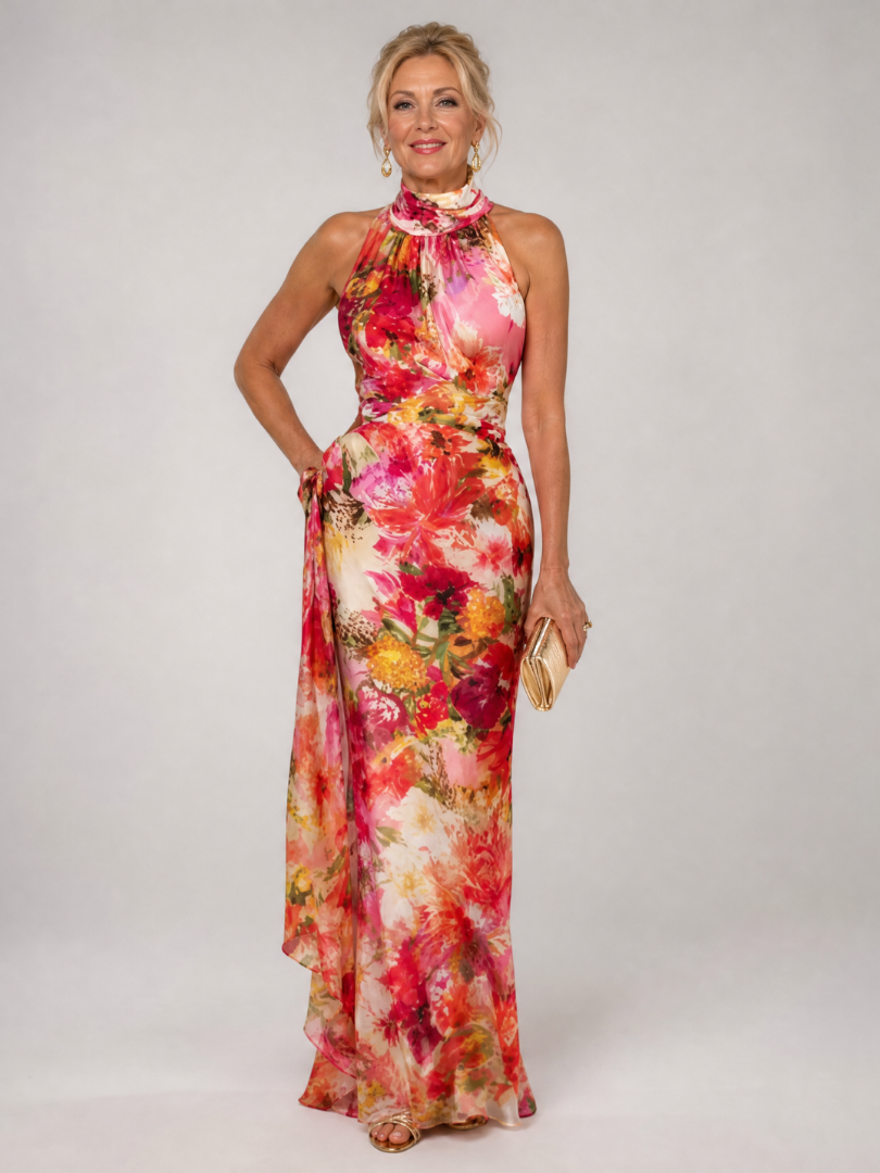 Elisabetta | Halter Floral Maxi Dress