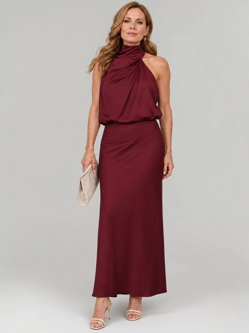 Nopal | Draped Neck Midi Dress