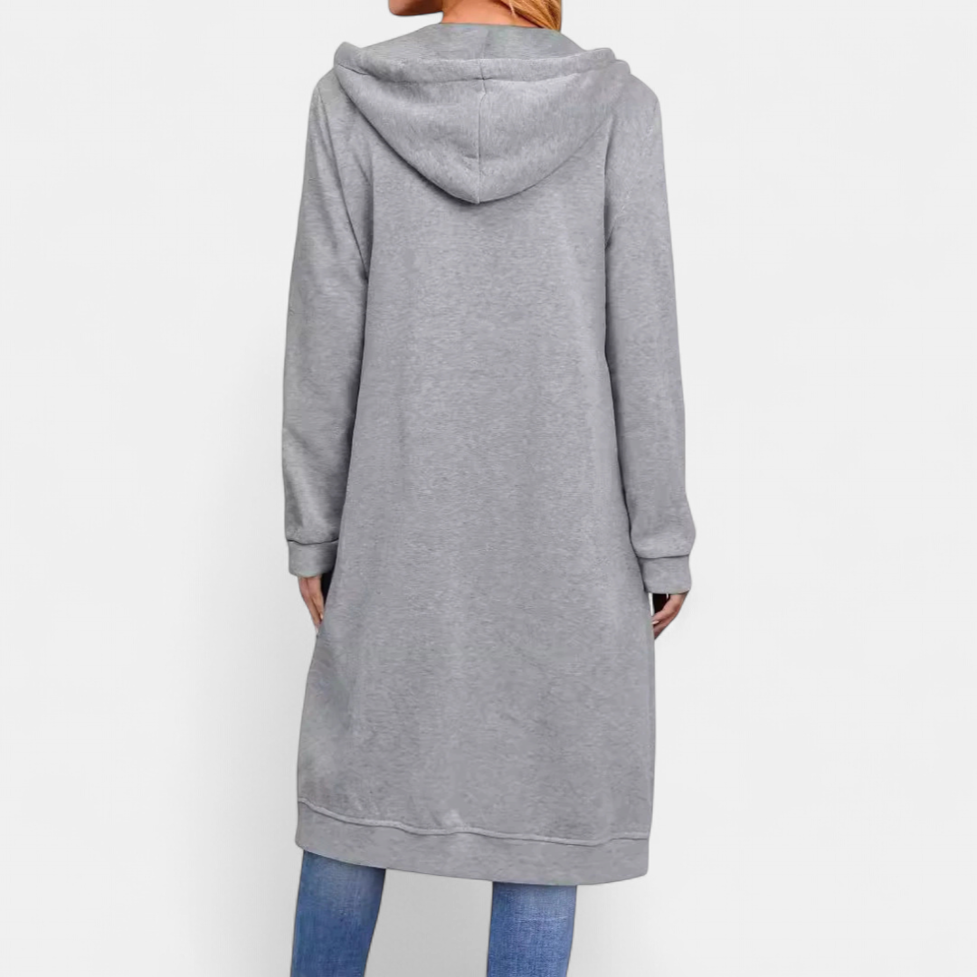 BRIXLEY – Relaxed Zip-Up Longline Cardigan