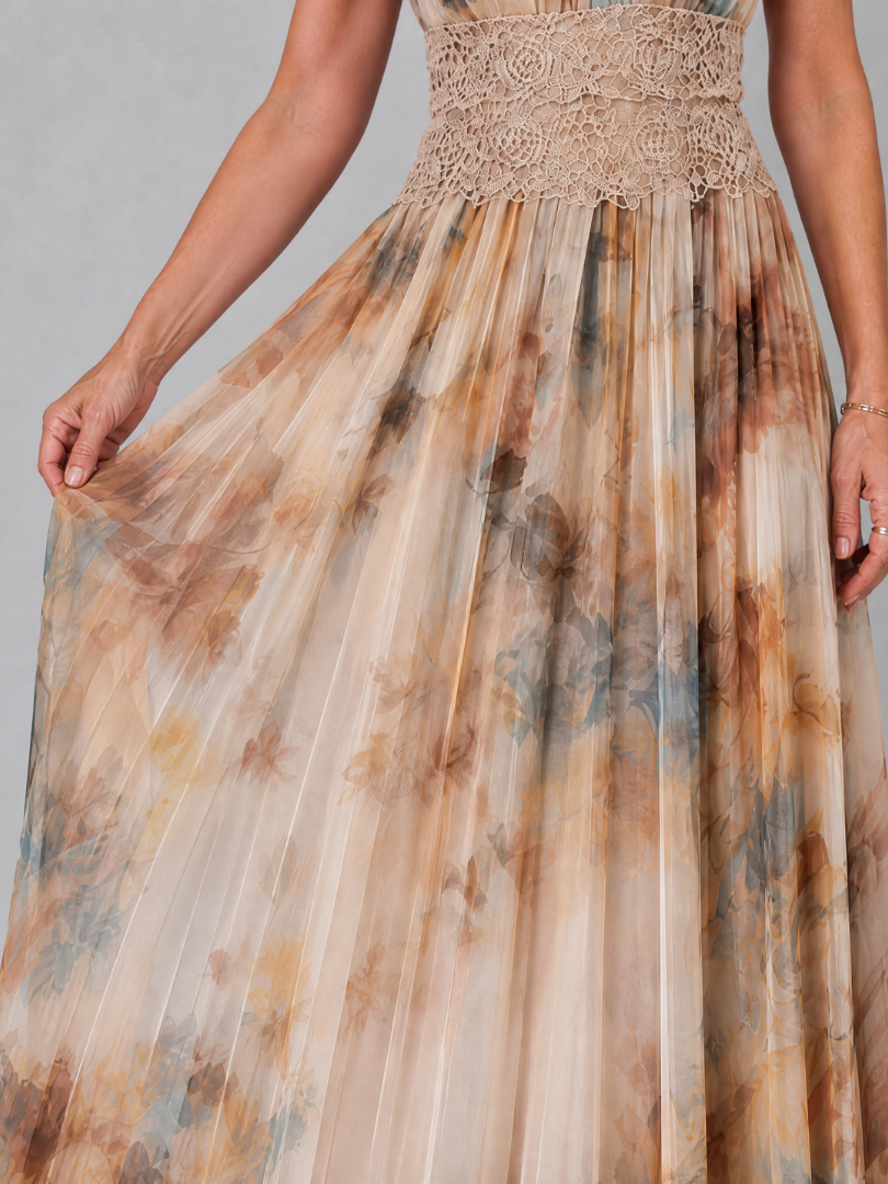 Elavenue | Halter Lace Waist Maxi Dress