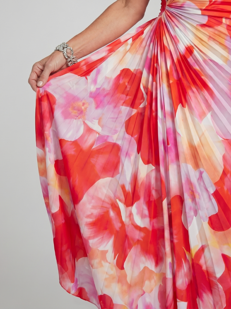 Taya | One Shoulder Pleated Midi Dress
