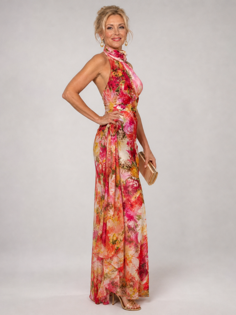 Elisabetta | Halter Floral Maxi Dress