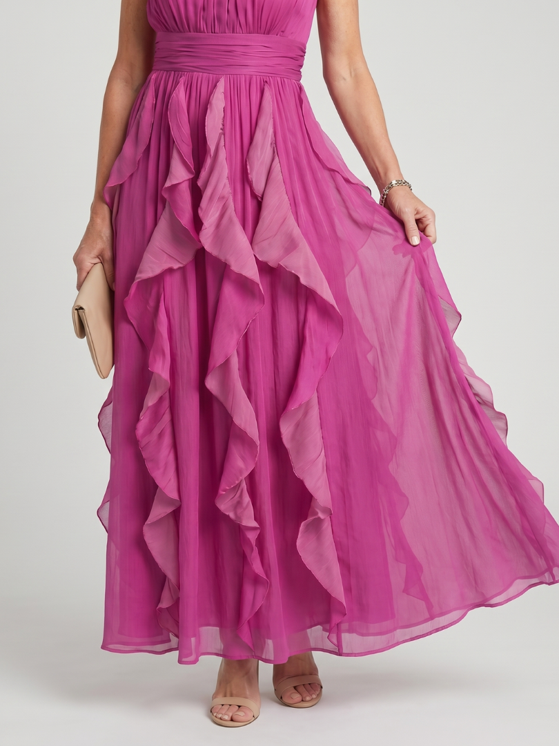 Orea | High Neck Ruffle Maxi Dress
