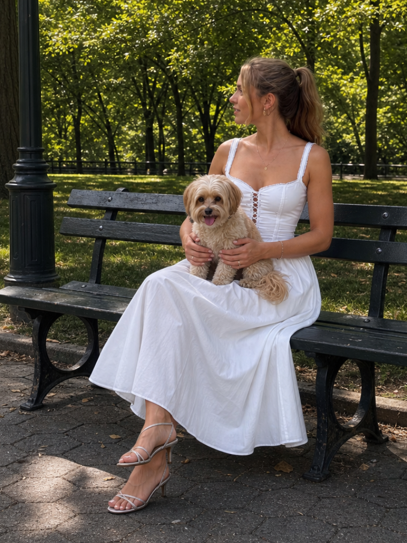 Neime | Sleeveless Button Front Flared Skirt Midi Dress