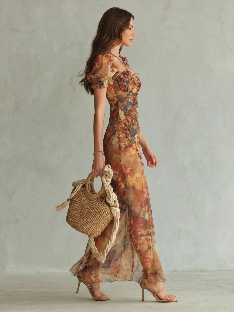 Ciel | Ruffled Midi Dress with Slit