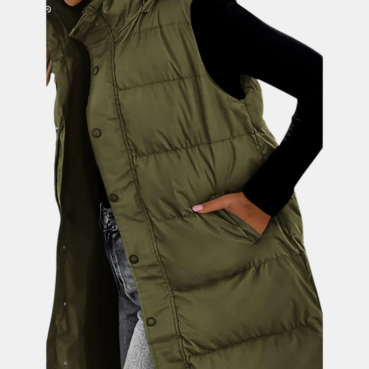 Maxi Hooded Puffer Vest