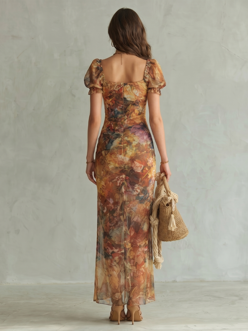 Ciel | Ruffled Midi Dress with Slit