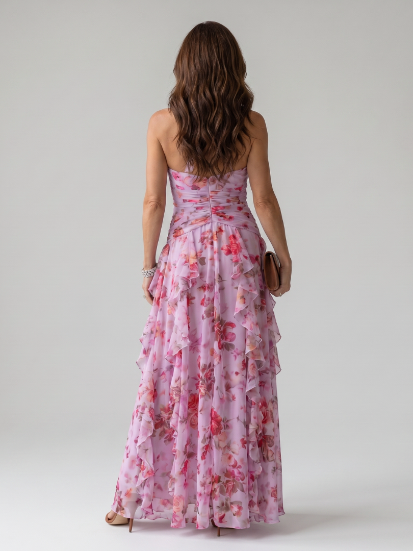 Nori | Halter Ruffle Floral Maxi Dress