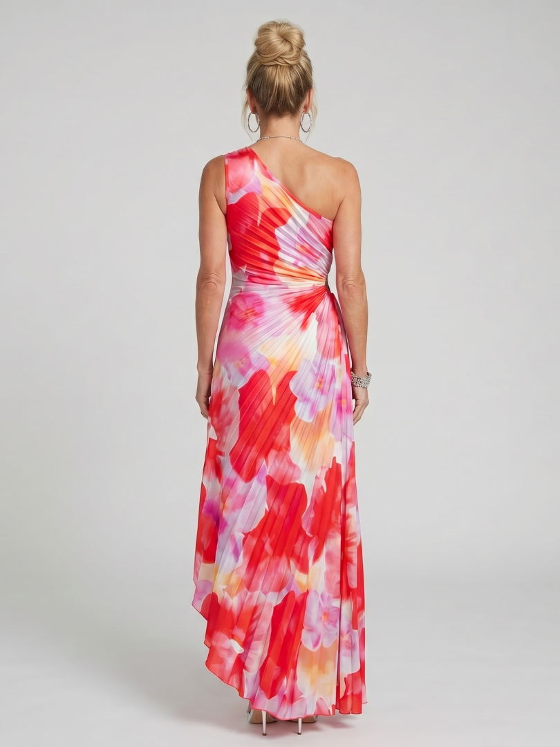 Taya | One Shoulder Pleated Midi Dress