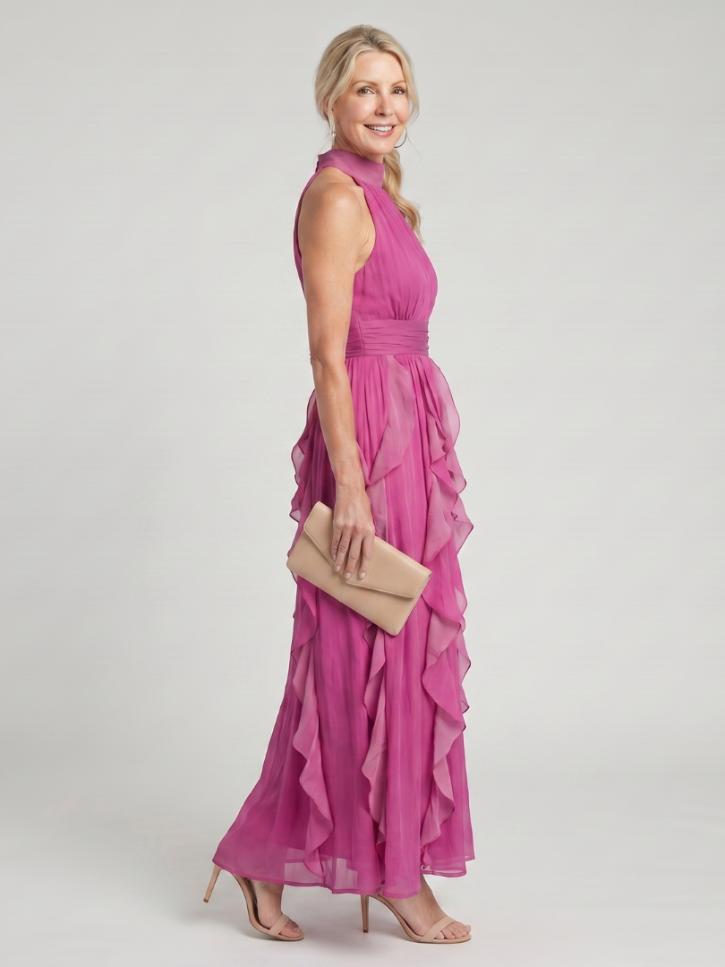 Orea | High Neck Ruffle Maxi Dress
