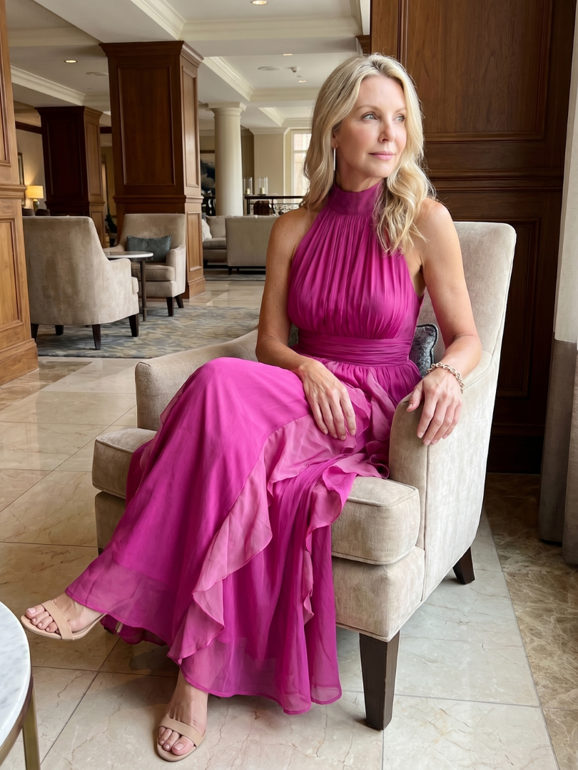Orea | High Neck Ruffle Maxi Dress