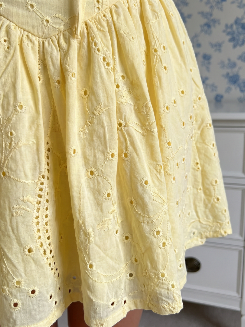 Wigen | Short Puff Sleeve Eyelet Detail Mini Dress