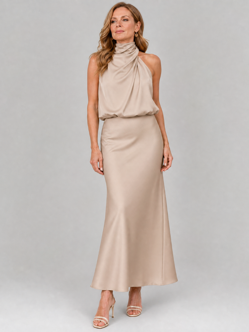 Nopal | Draped Neck Midi Dress