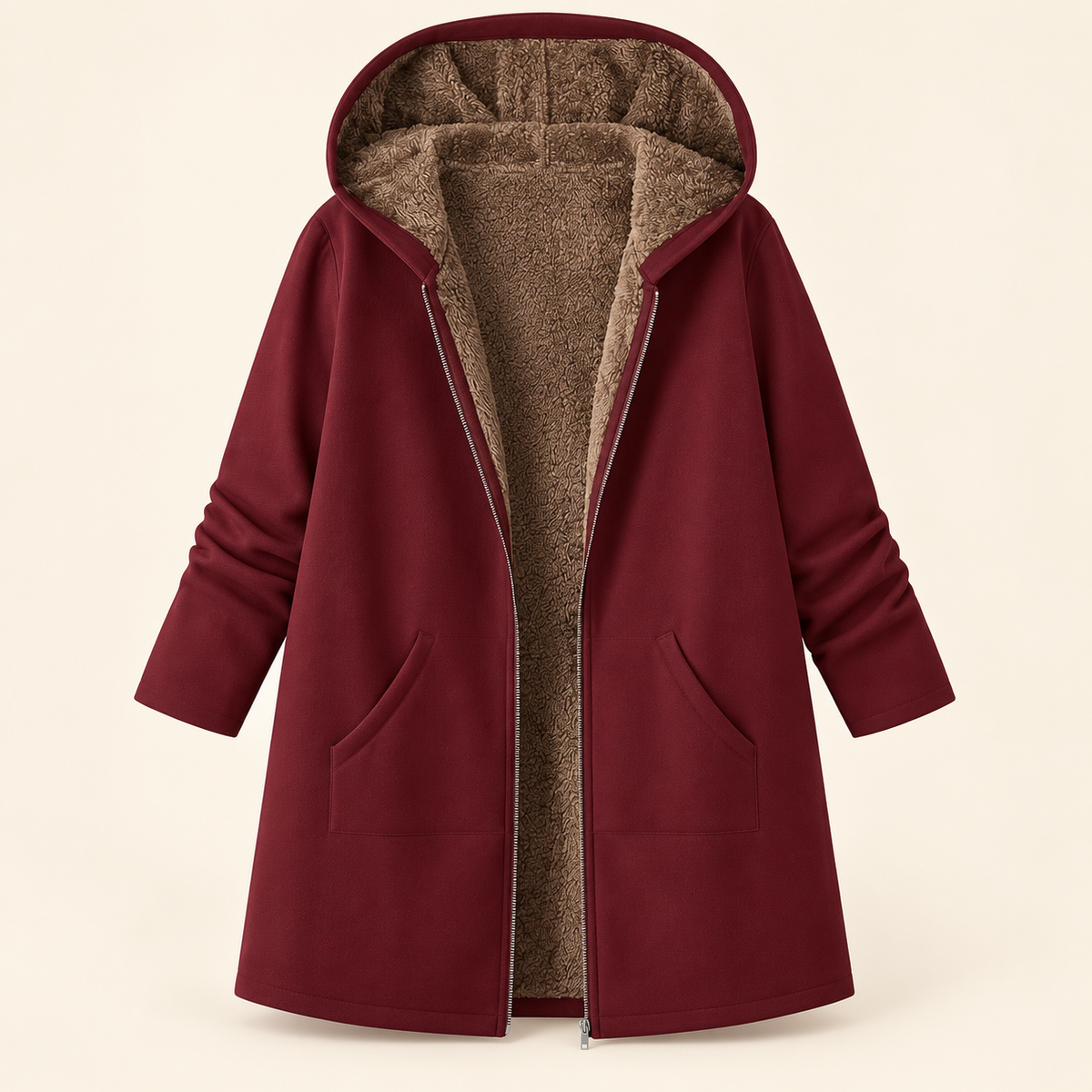 Evelyn | Sherpa-Lined Hooded Coat