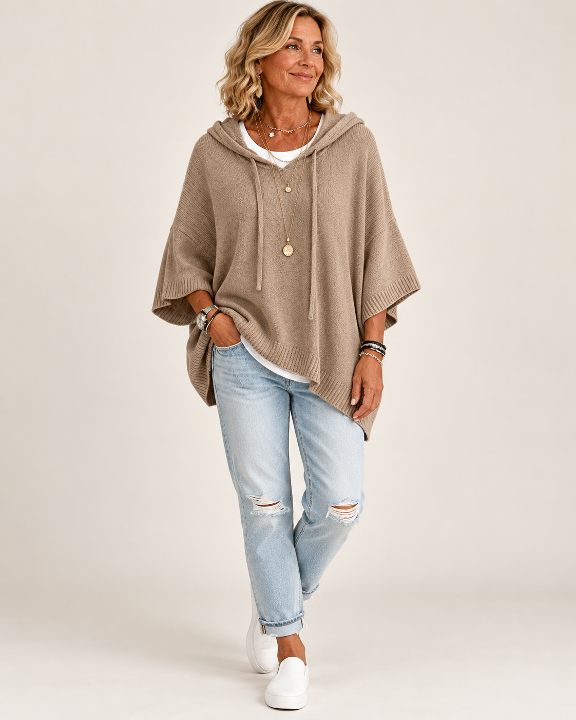 Manon | Hooded Poncho Sweater
