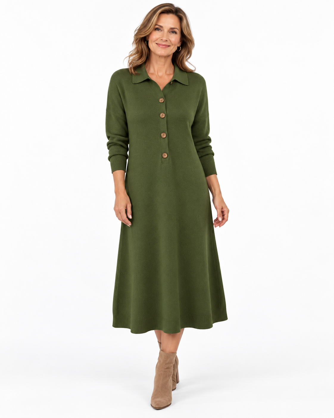Cynelle | Elegant Button-Front Knit Dress