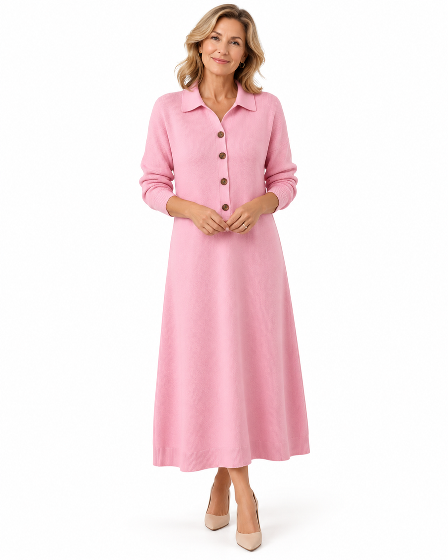 Cynelle | Elegant Button-Front Knit Dress