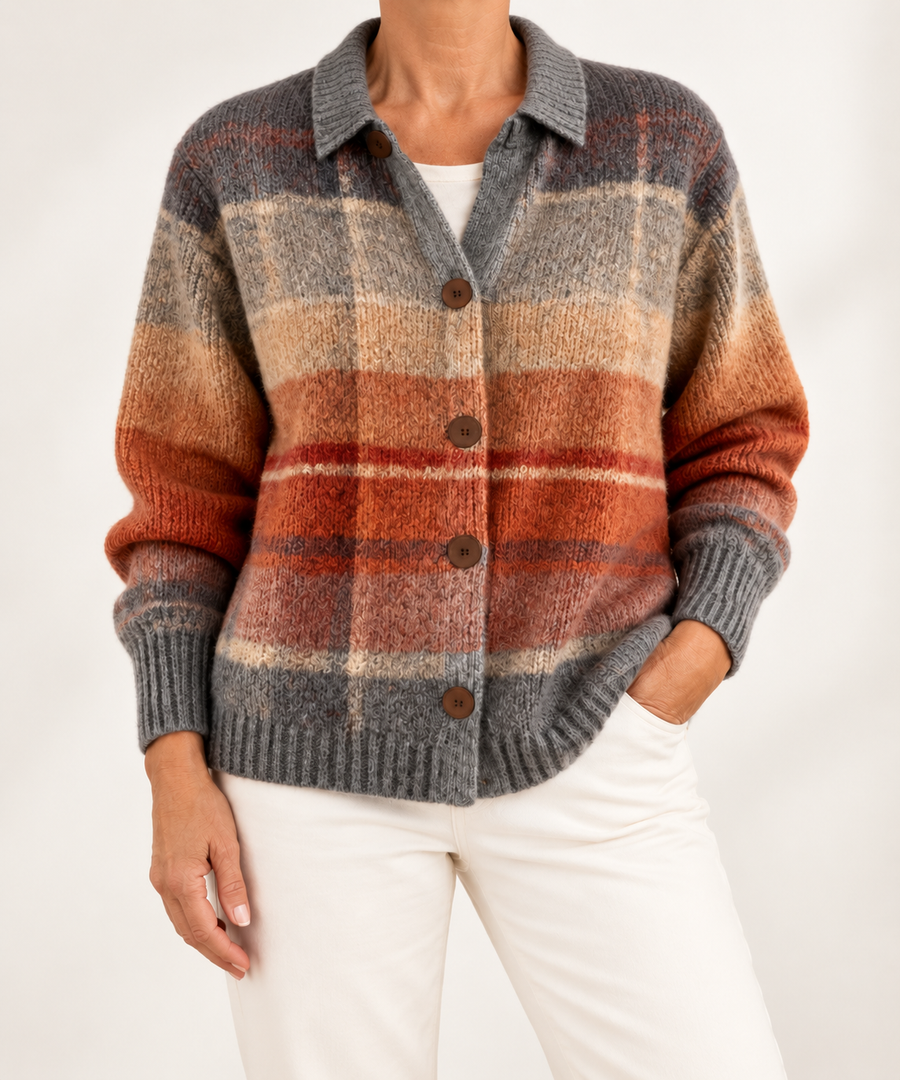 Pluma™ | Autumn Ombre Plaid Cardigan