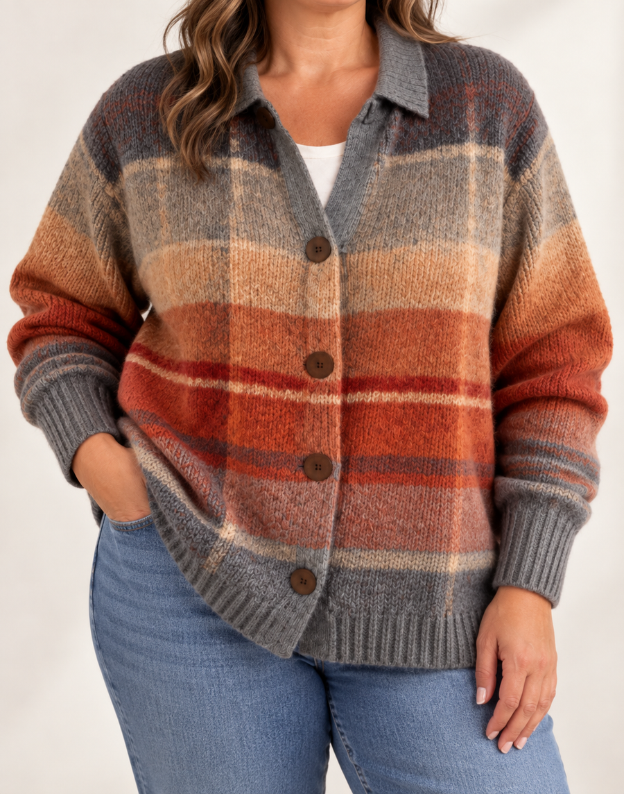 Pluma™ | Autumn Ombre Plaid Cardigan