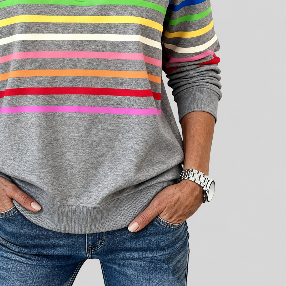 Corabelle | Striped Quarter-Zip Sweatshirt