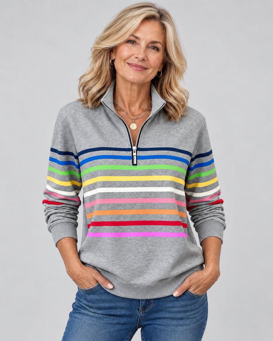 Corabelle | Striped Quarter-Zip Sweatshirt
