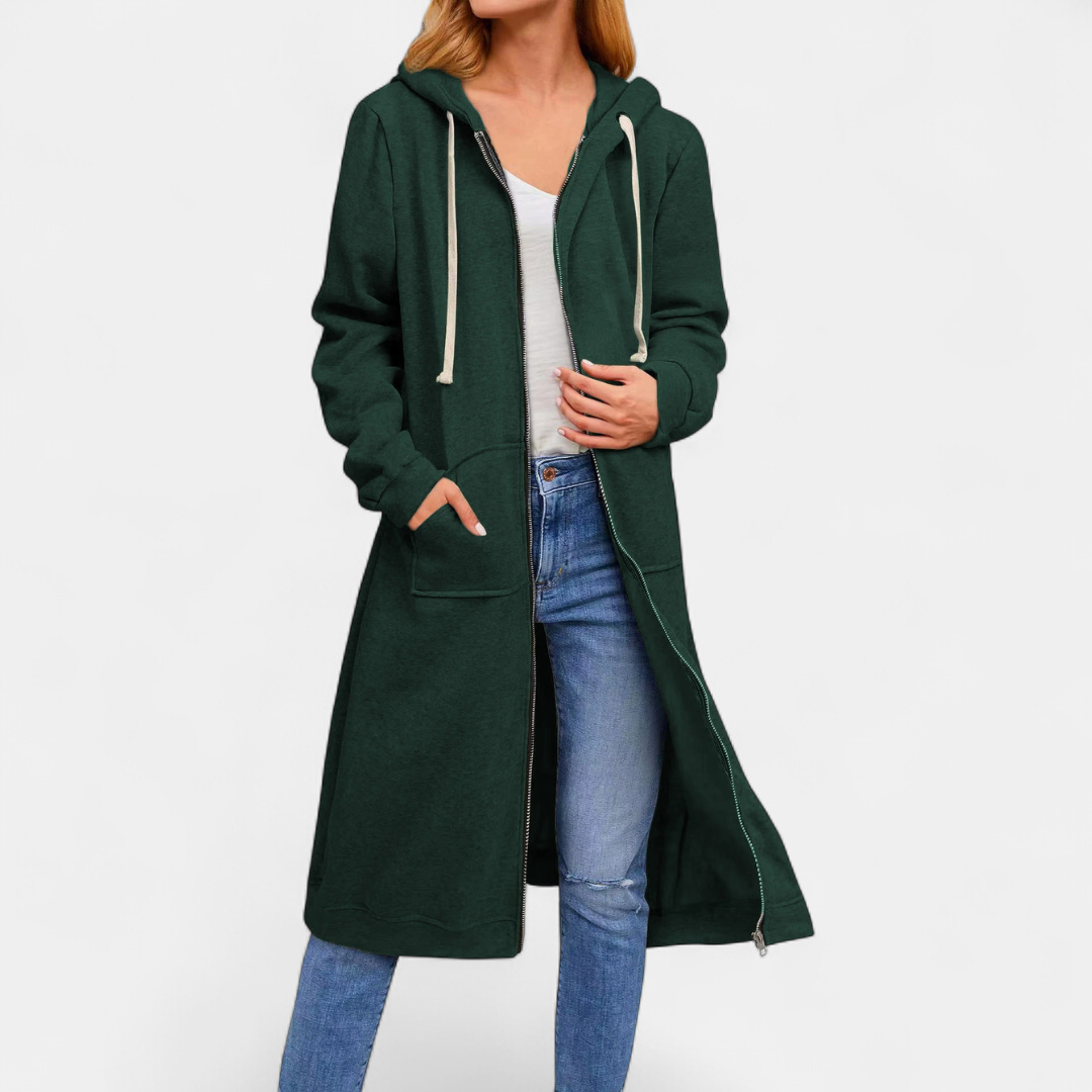 BRIXLEY – Relaxed Zip-Up Longline Cardigan