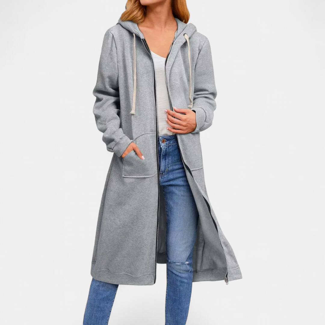 BRIXLEY – Relaxed Zip-Up Longline Cardigan