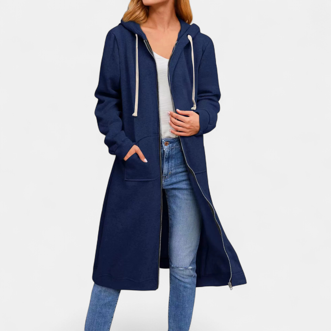 BRIXLEY – Relaxed Zip-Up Longline Cardigan