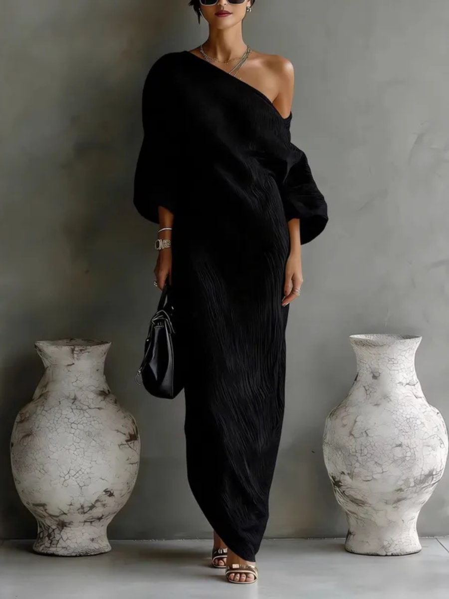 Solene | One Shoulder Draped Maxi Dress