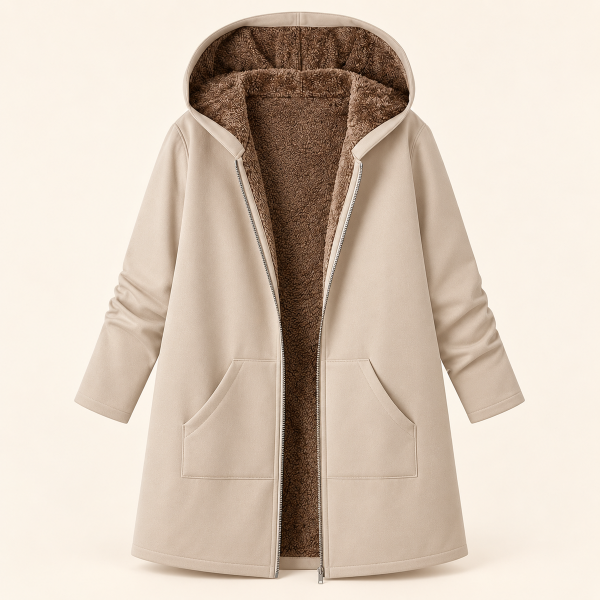 Evelyn | Sherpa-Lined Hooded Coat