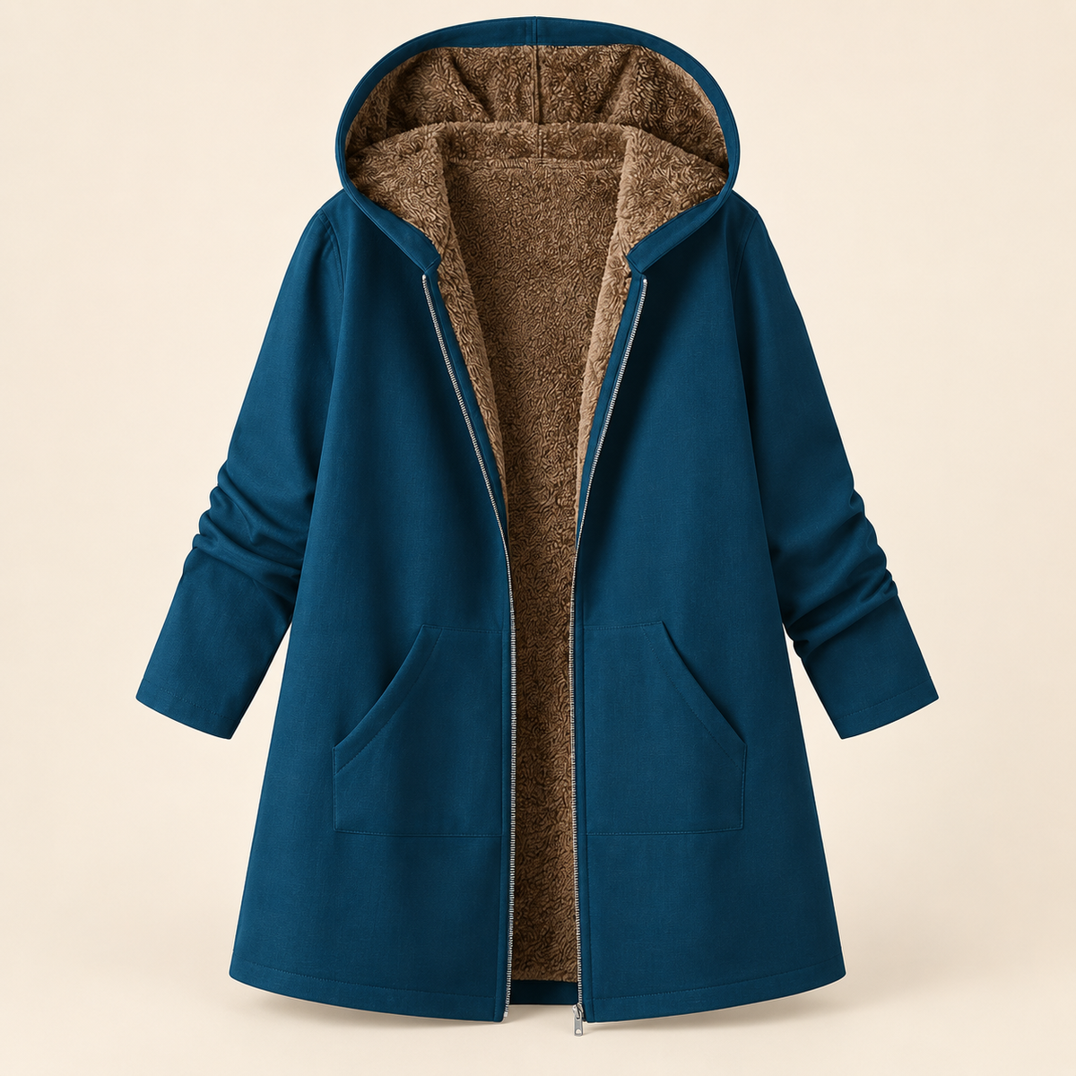 Evelyn | Sherpa-Lined Hooded Coat