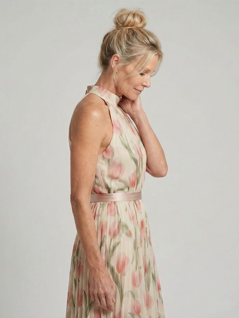 Aurelle | Halter Floral Midi Dress