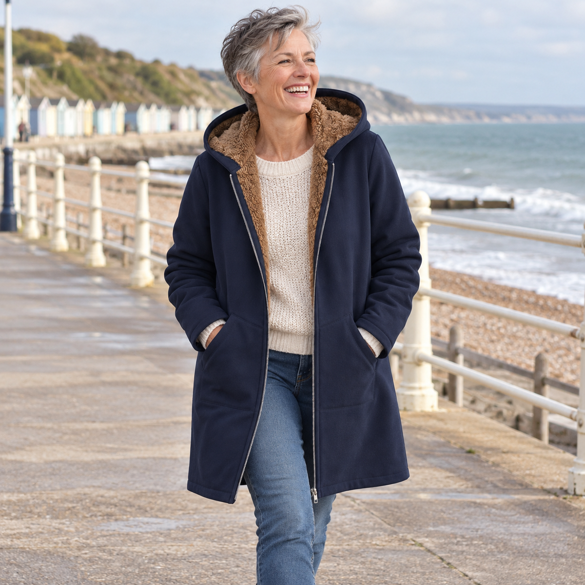 Evelyn | Sherpa-Lined Hooded Coat
