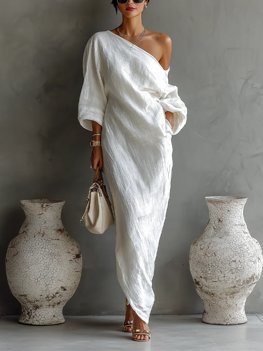Solene | One Shoulder Draped Maxi Dress