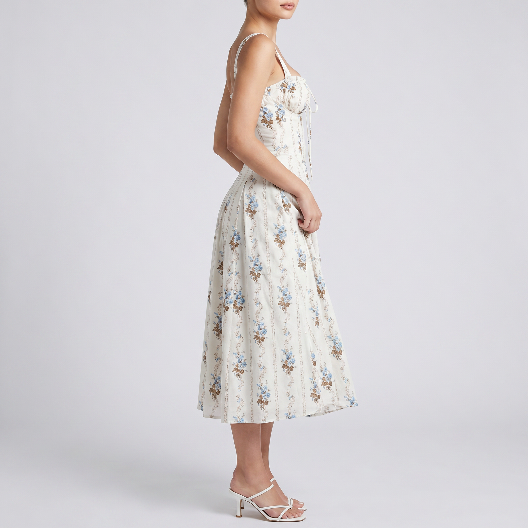 Lynn | Soft Corset Style Structured Bodice Midi Dress