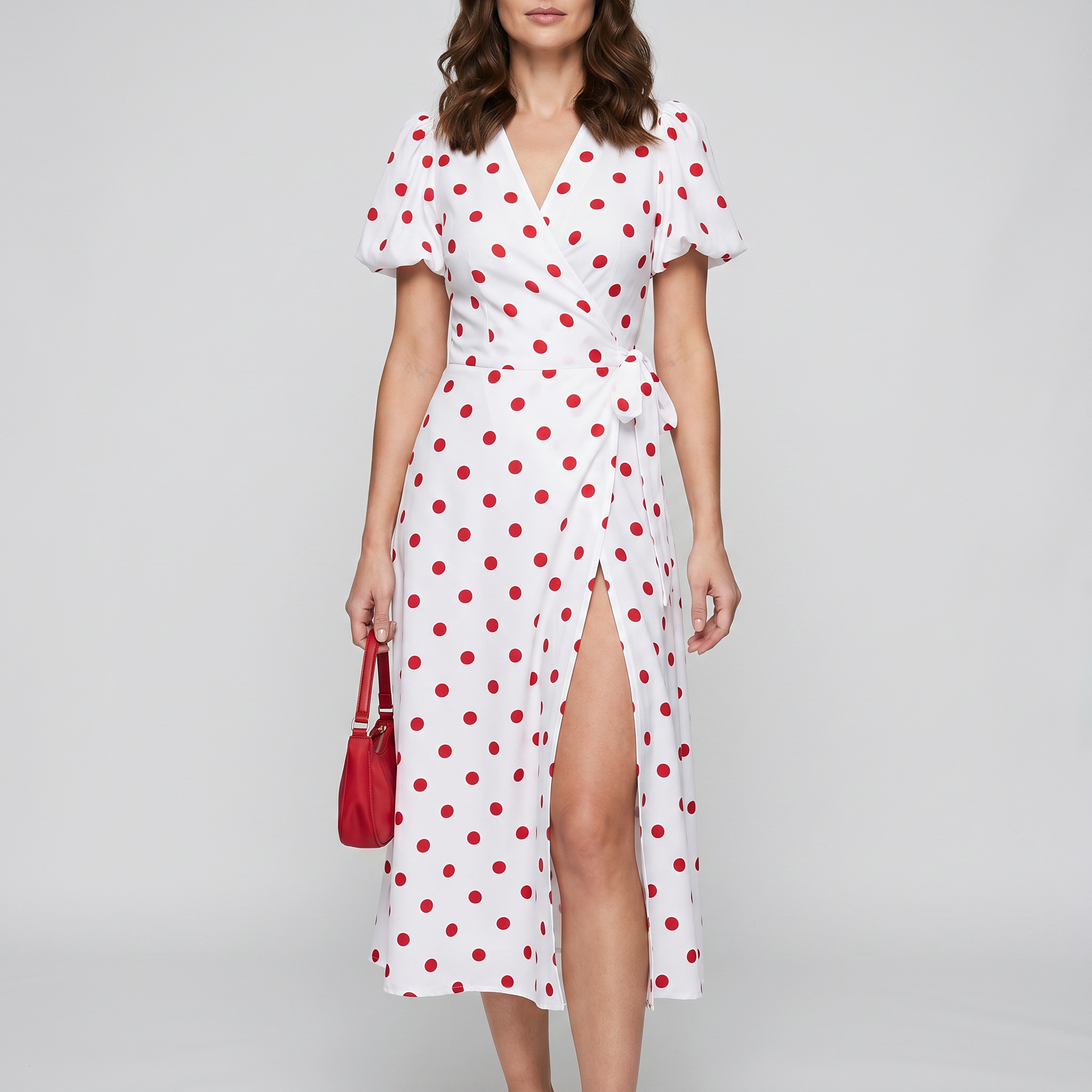 Otelene | Short Sleeve Wrap Floral Print Midi Dress