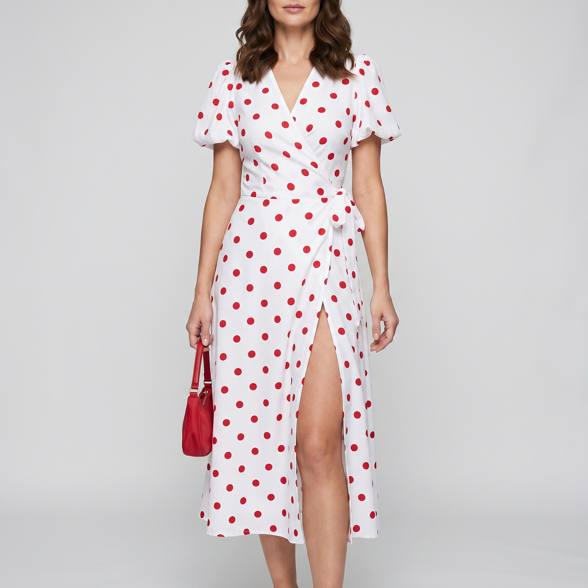 Otelene | Short Sleeve Wrap Floral Print Midi Dress