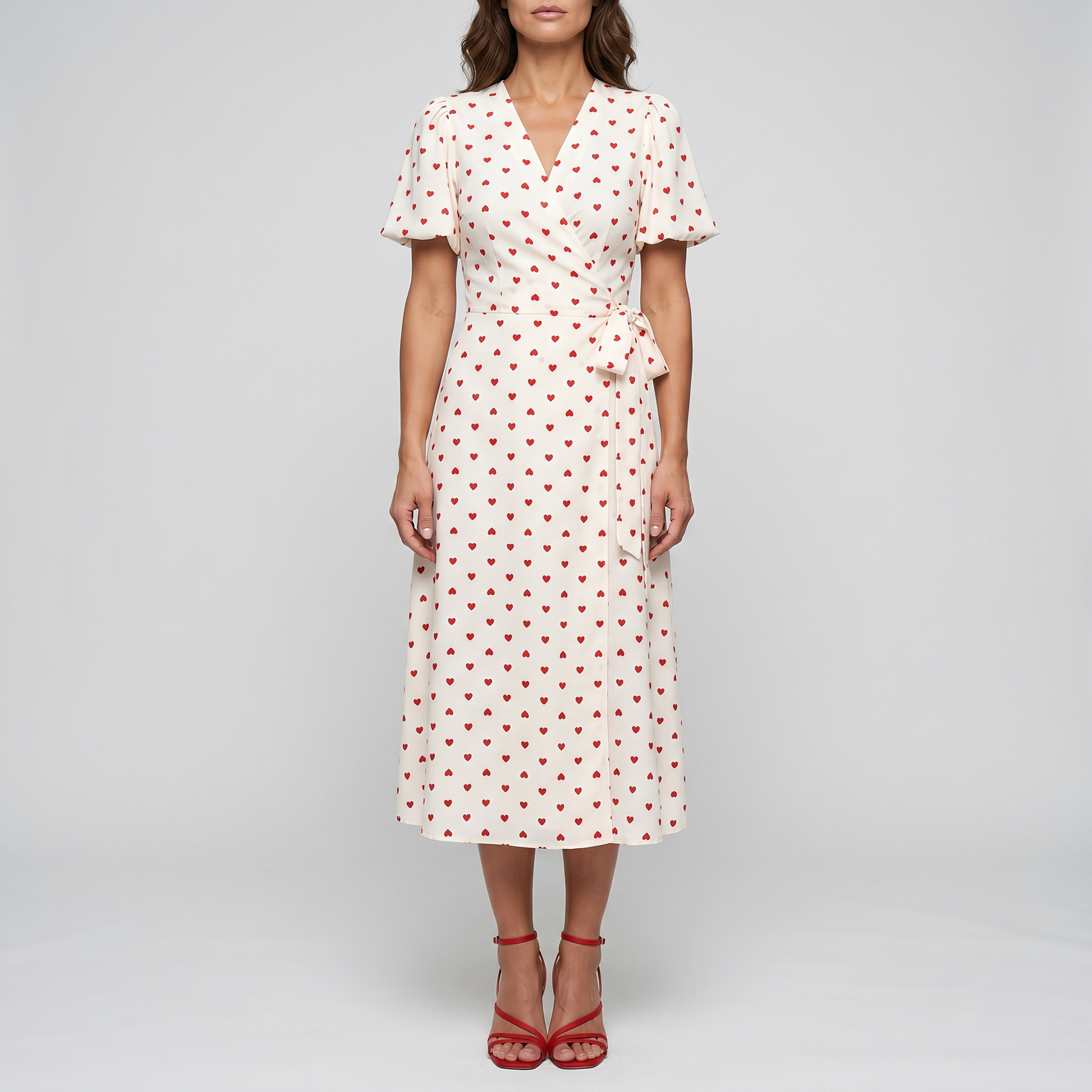 Otelene | Short Sleeve Wrap Floral Print Midi Dress
