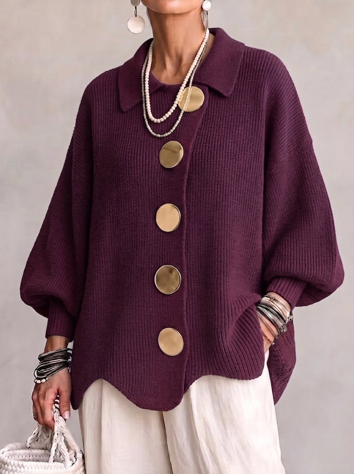 Karina | Oversized Collared Cardigan